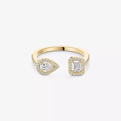 [Loran]OPEN SUGAR CUBE & TEARDROP PAVÉ DIAMOND RING