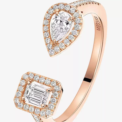 [Loran]OPEN SUGAR CUBE & TEARDROP PAVÉ DIAMOND RING
