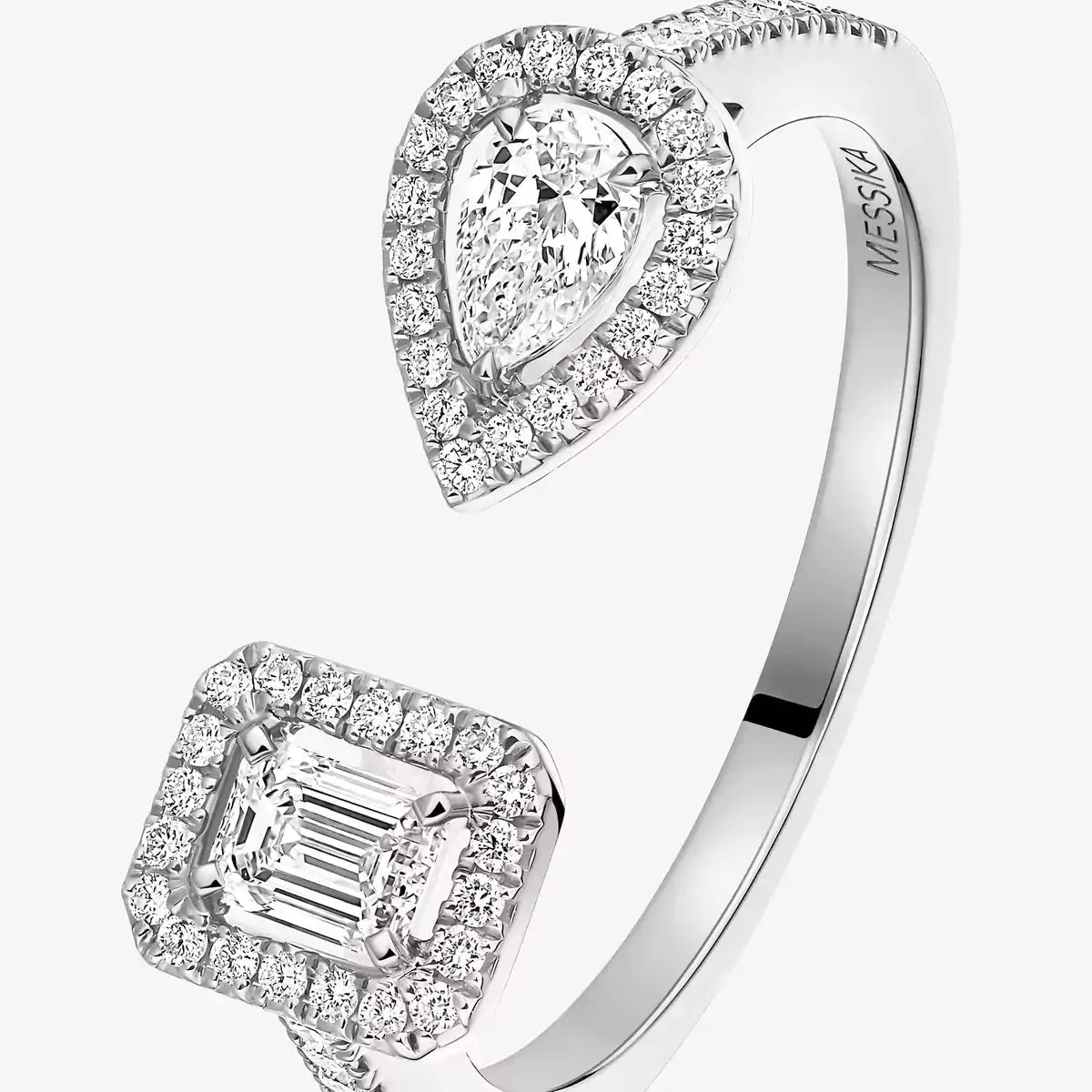 [Loran]OPEN SUGAR CUBE & TEARDROP PAVÉ DIAMOND RING