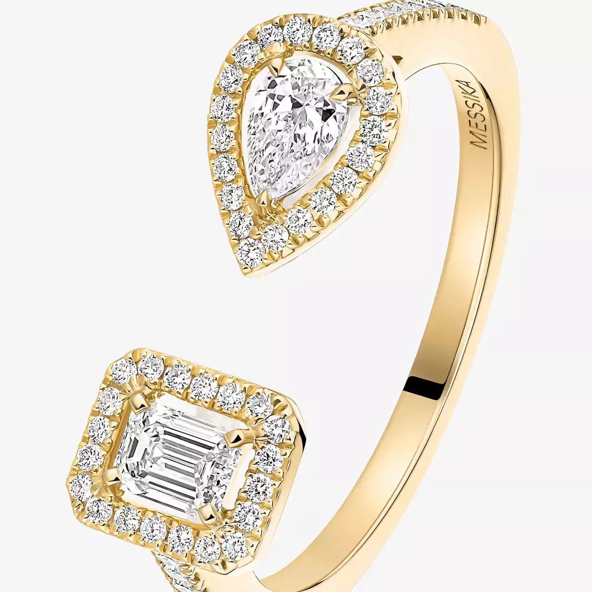 [Loran]OPEN SUGAR CUBE & TEARDROP PAVÉ DIAMOND RING