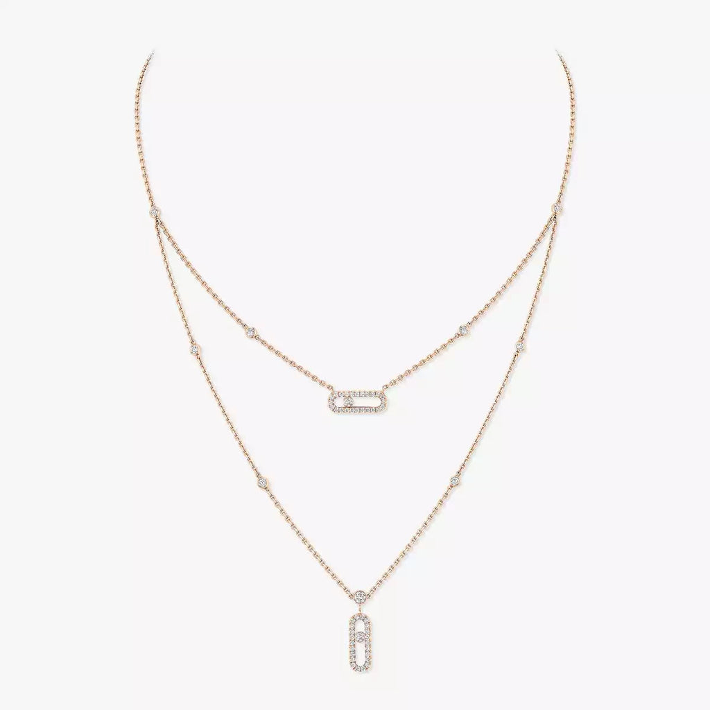 [Loran]MOVE UNO 2-ROW PAVÉ NECKLACE