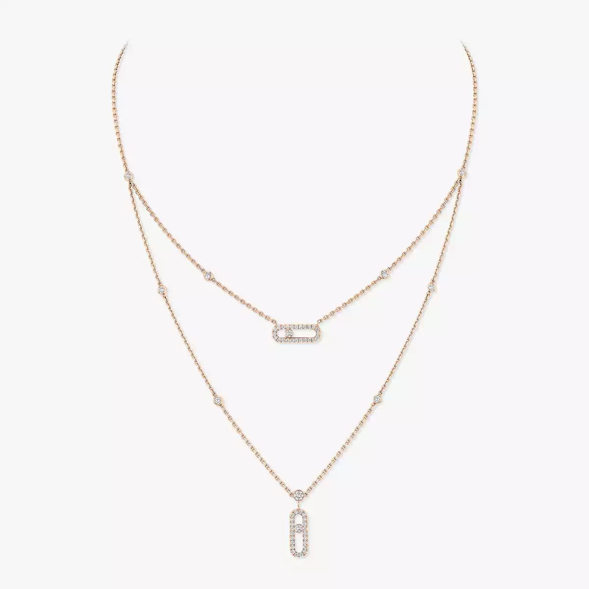 [Loran]MOVE UNO 2-ROW PAVÉ NECKLACE