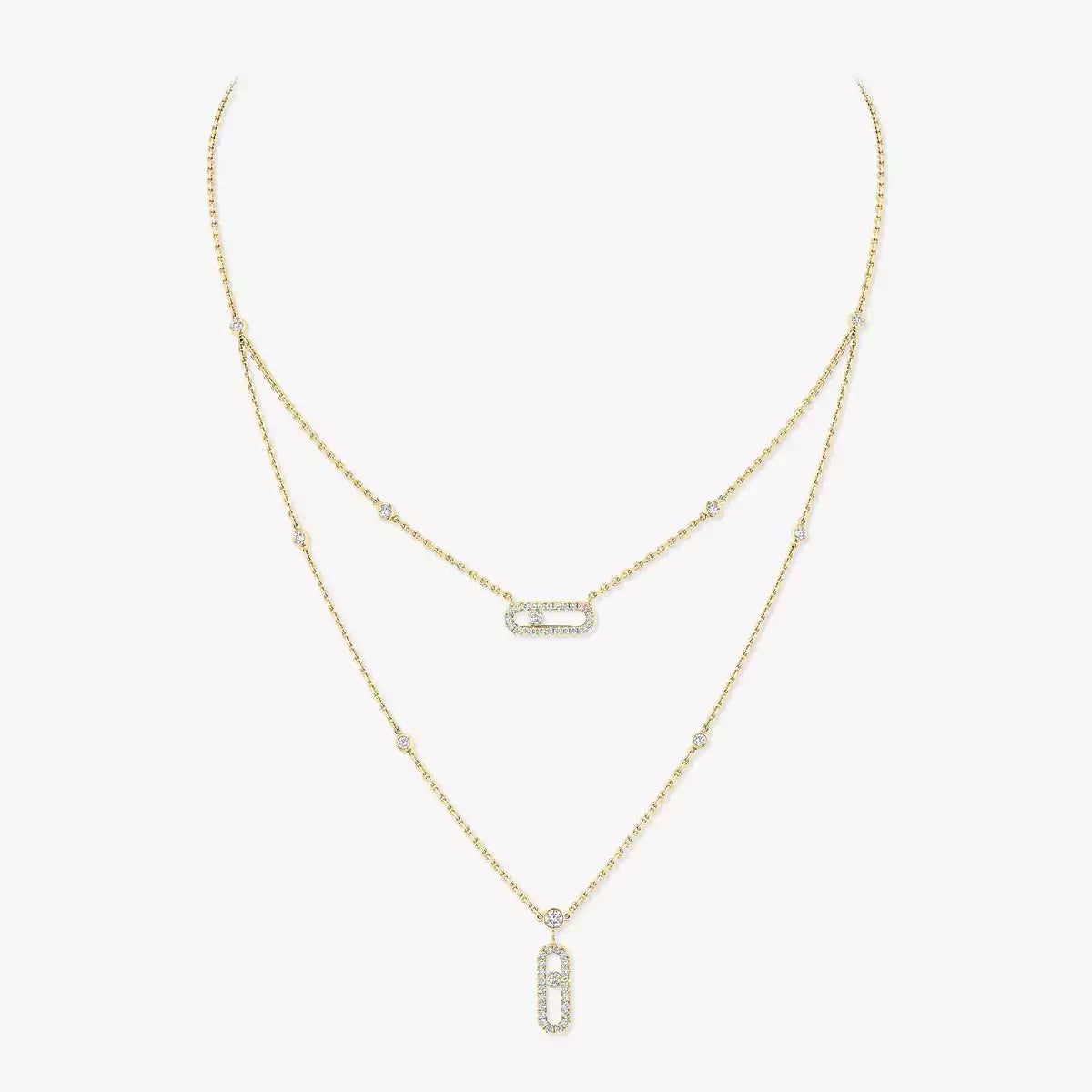 [Loran]MOVE UNO 2-ROW PAVÉ NECKLACE