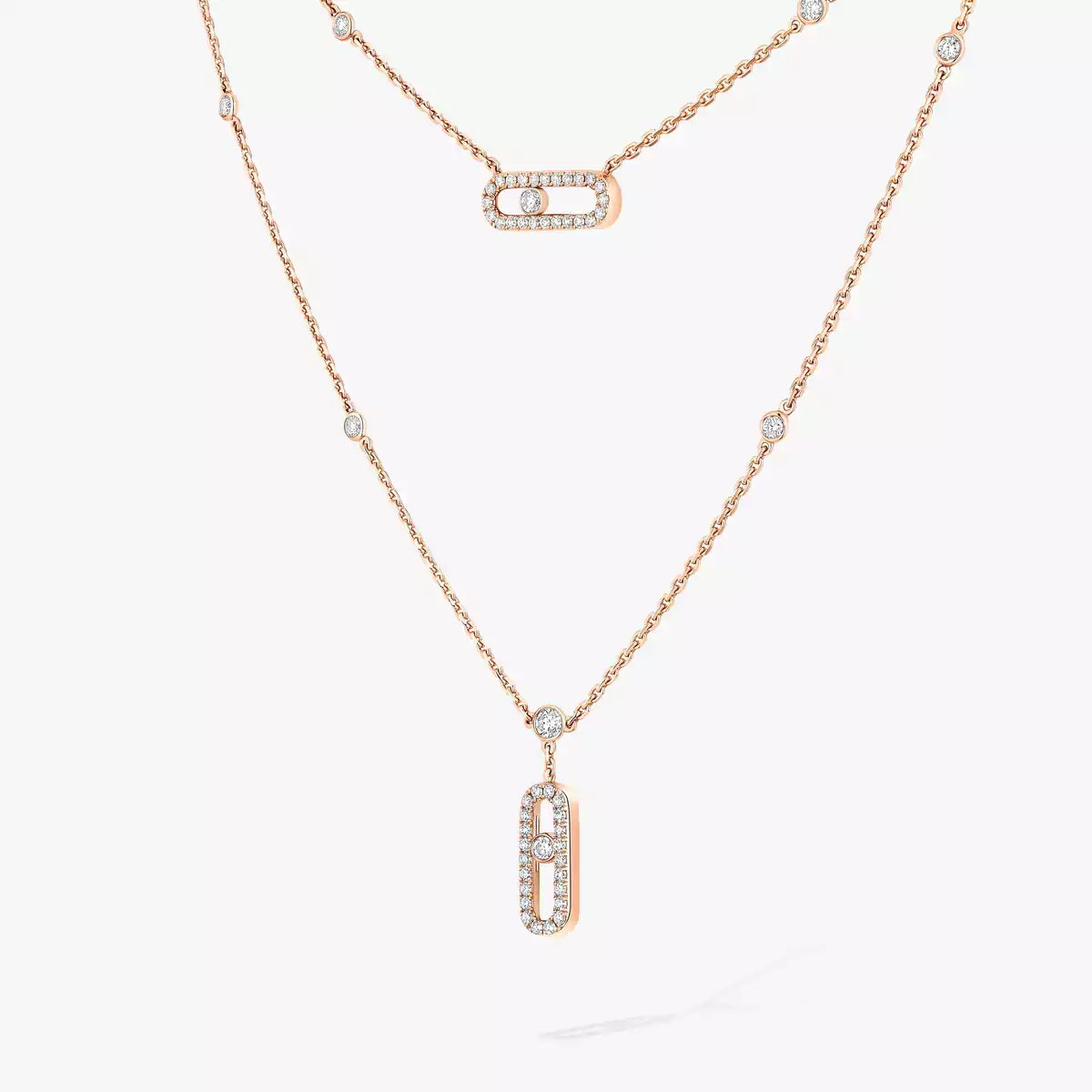 [Loran]MOVE UNO 2-ROW PAVÉ NECKLACE