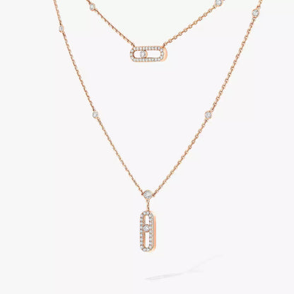 [Loran]MOVE UNO 2-ROW PAVÉ NECKLACE