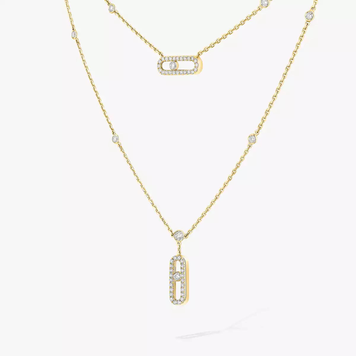 [Loran]MOVE UNO 2-ROW PAVÉ NECKLACE