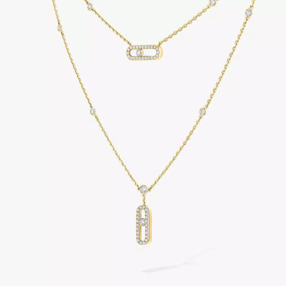 [Loran]MOVE UNO 2-ROW PAVÉ NECKLACE