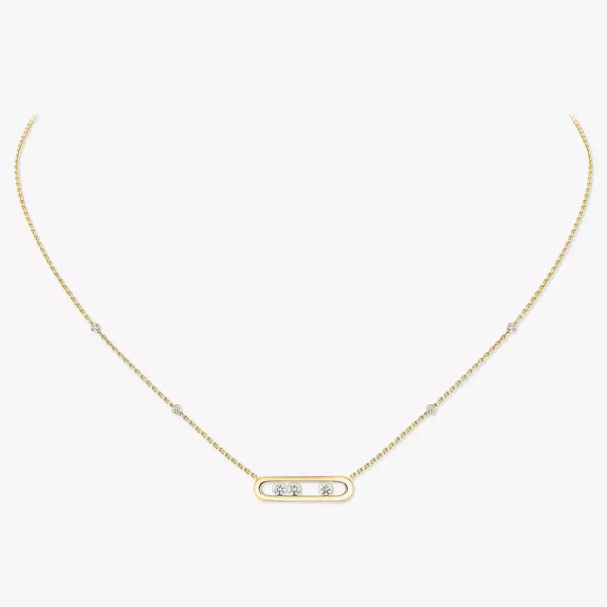 [Loran]MOVE PAVÉ PENDANT 4 MOVING DIAMONDS NECKLACE