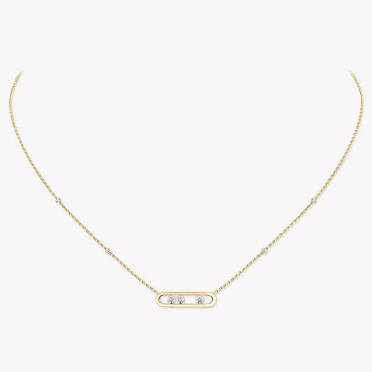 [Loran]MOVE PAVÉ PENDANT 4 MOVING DIAMONDS NECKLACE