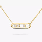 [Loran]MOVE PAVÉ PENDANT 4 MOVING DIAMONDS NECKLACE