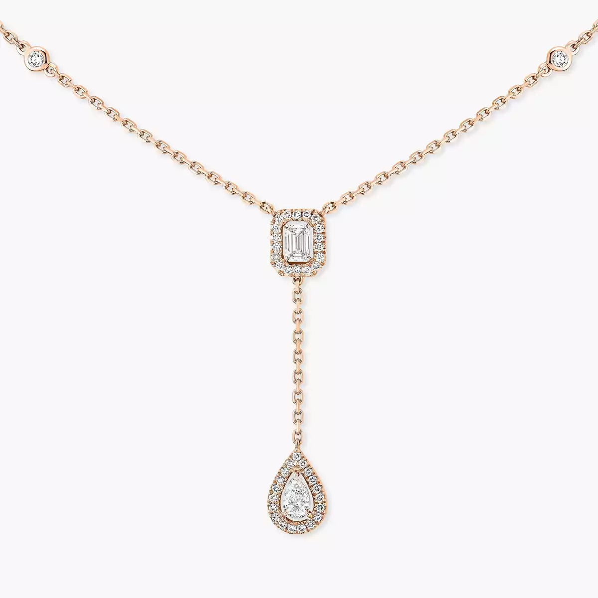 [Loran]SUGAR CUBE & TEARDROP FULL PAVÉ NECKLACE