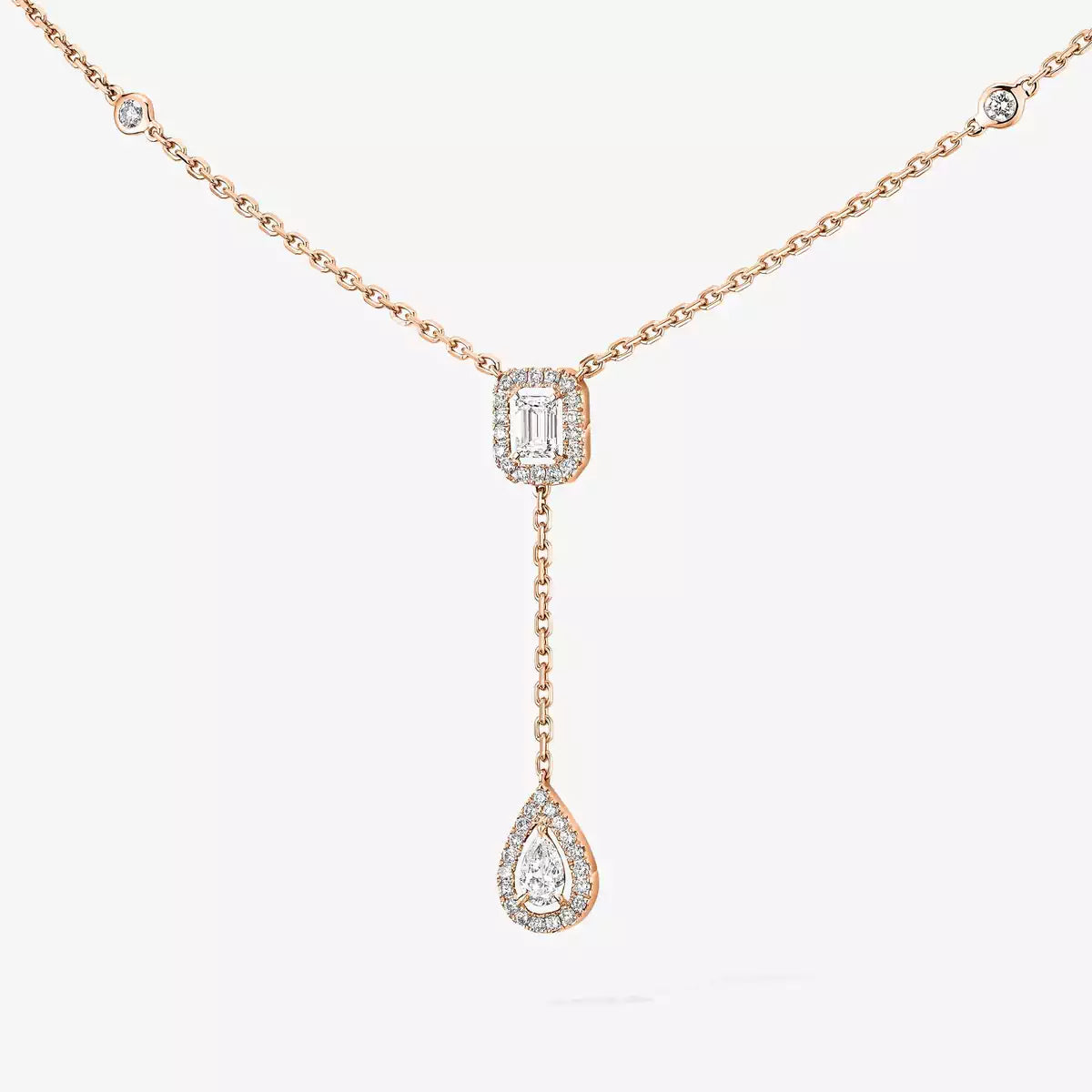 [Loran]SUGAR CUBE & TEARDROP FULL PAVÉ NECKLACE