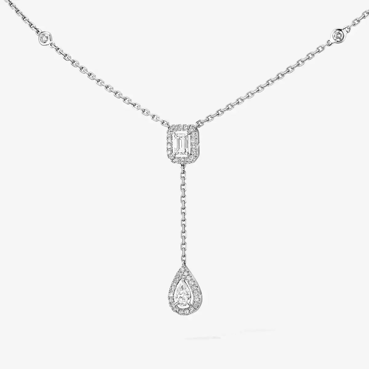 [Loran]SUGAR CUBE & TEARDROP FULL PAVÉ NECKLACE