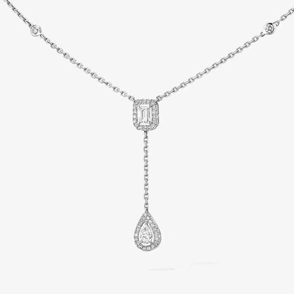 [Loran]SUGAR CUBE & TEARDROP FULL PAVÉ NECKLACE