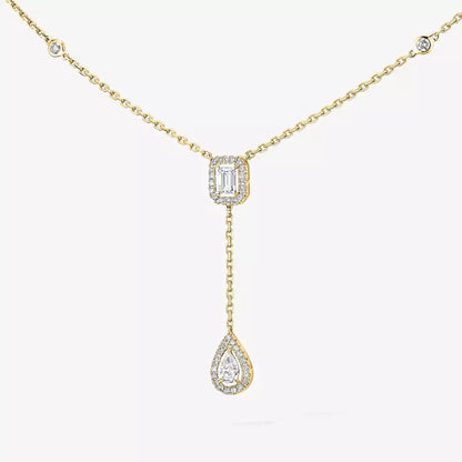 [Loran]SUGAR CUBE & TEARDROP FULL PAVÉ NECKLACE