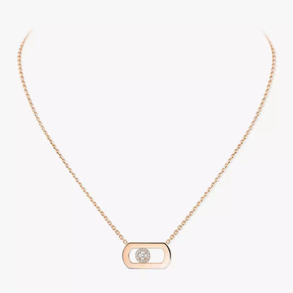 [Loran]LARGE MOVE PENDANT SINGLE DIAMOND NECKLACE