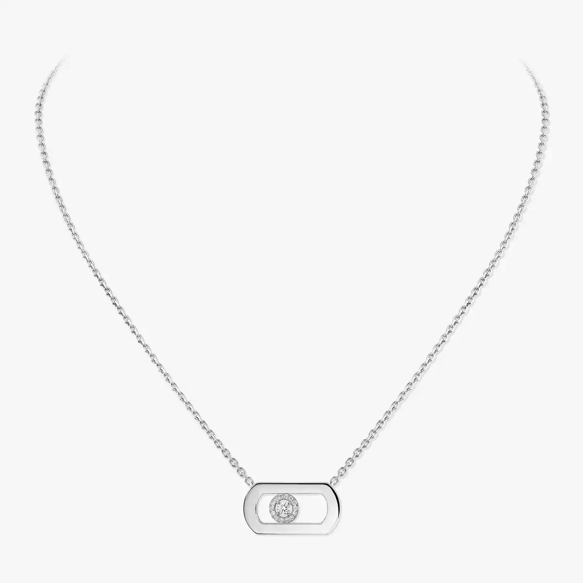 [Loran]LARGE MOVE PENDANT SINGLE DIAMOND NECKLACE