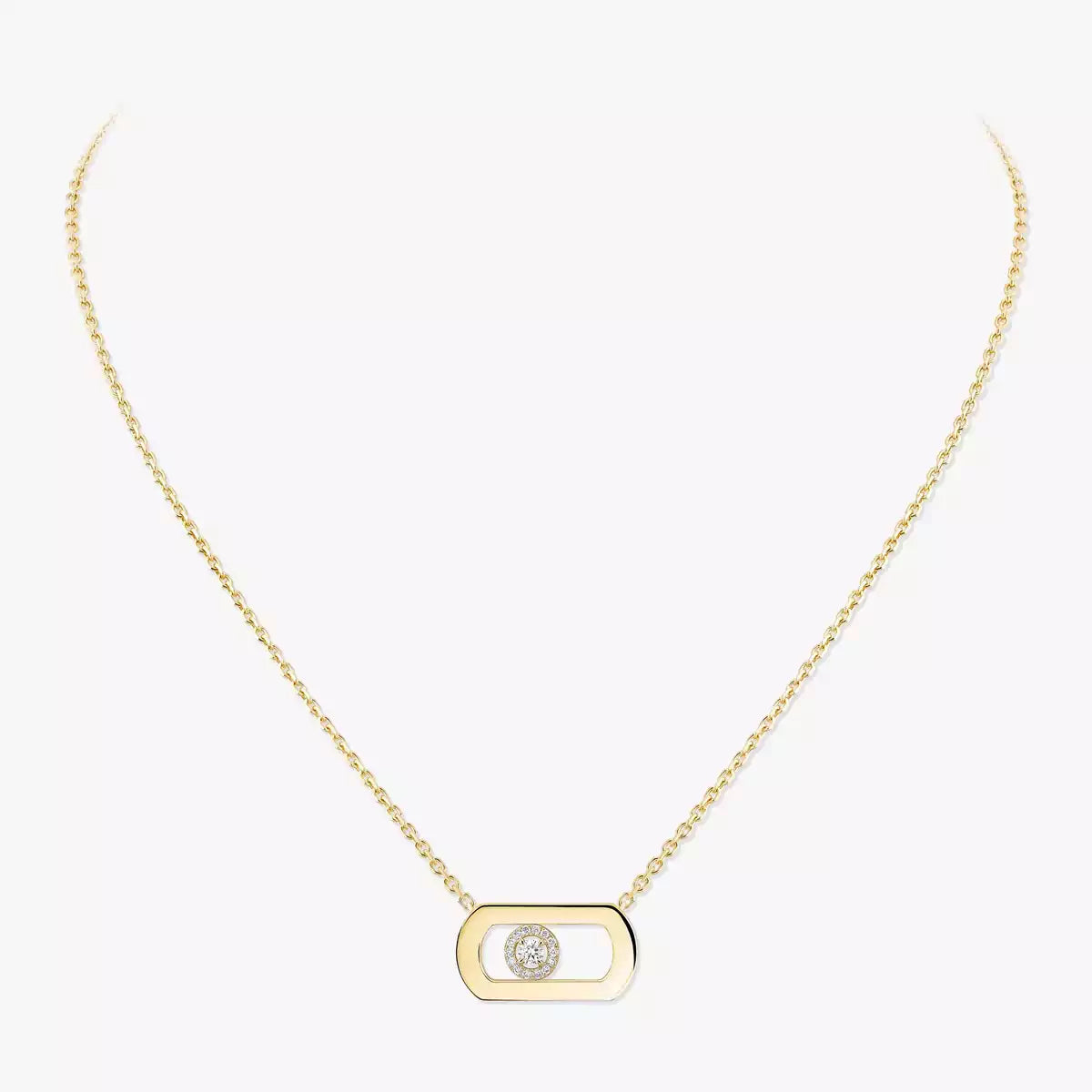 [Loran]LARGE MOVE PENDANT SINGLE DIAMOND NECKLACE