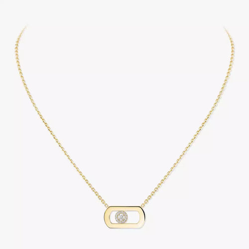[Loran]LARGE MOVE PENDANT SINGLE DIAMOND NECKLACE