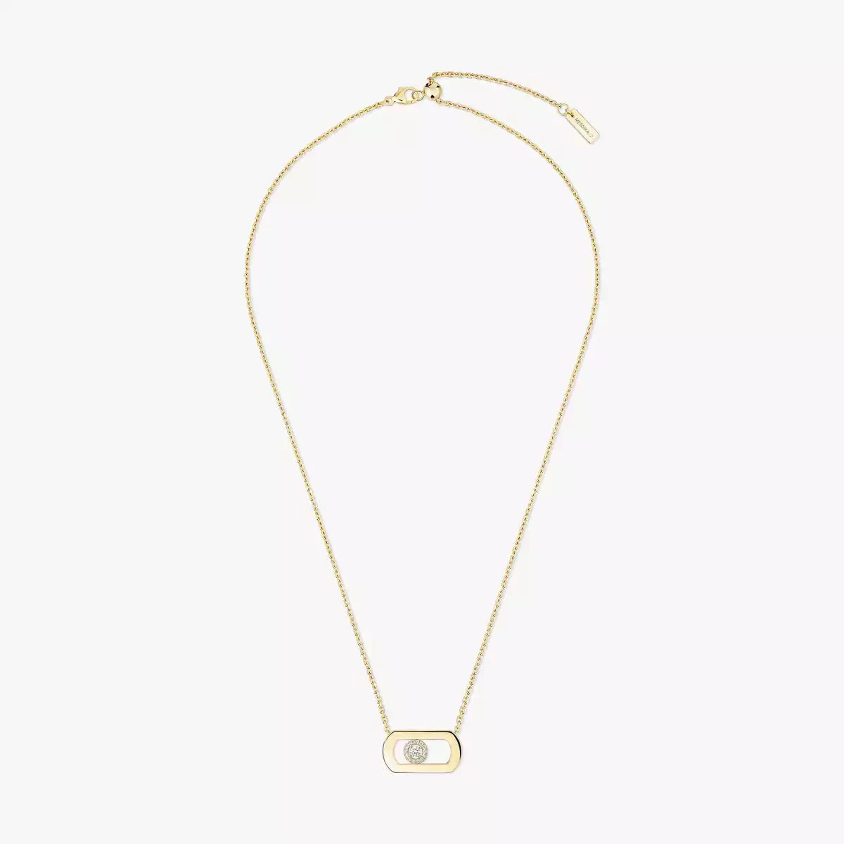 [Loran]LARGE MOVE PENDANT SINGLE DIAMOND NECKLACE