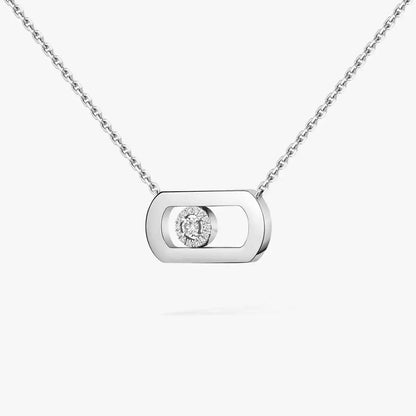 [Loran]LARGE MOVE PENDANT SINGLE DIAMOND NECKLACE