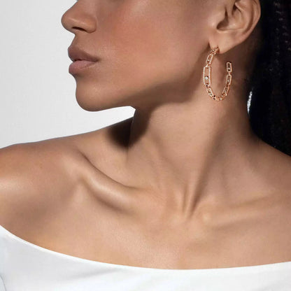 [Loran]MOVE LINK KINETIC DIAMOND HOOP EARRINGS
