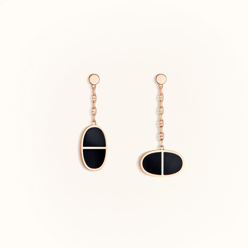 [Loran]CHAINE VERSO BLACK CERAMIC EARRINGS