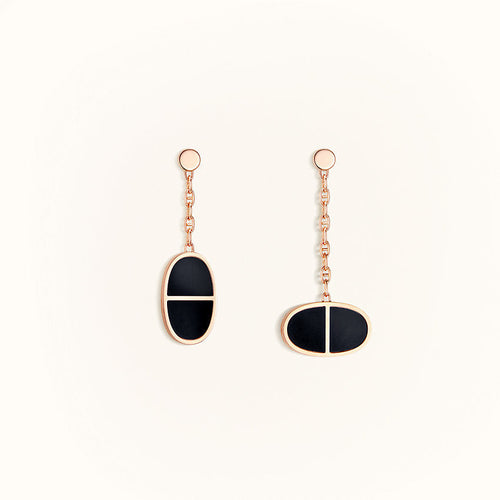 [Loran]CHAINE VERSO BLACK CERAMIC EARRINGS