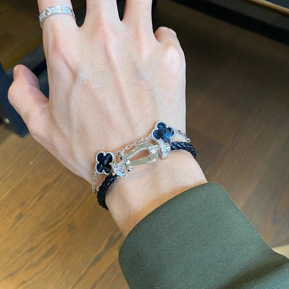 [Loran]LUCKY CLOVER 5-MOTIF BRACELET - PIETERSITE COLLECTION
