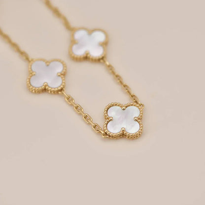 [Loran]LUCKY CLOVER 5-MOTIF BRACELET - WHITE MOTHER-OF-PEARL COLLECTION
