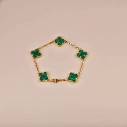 [Loran]LUCKY CLOVER 5-MOTIF BRACELET - MALACHITE COLLECTION