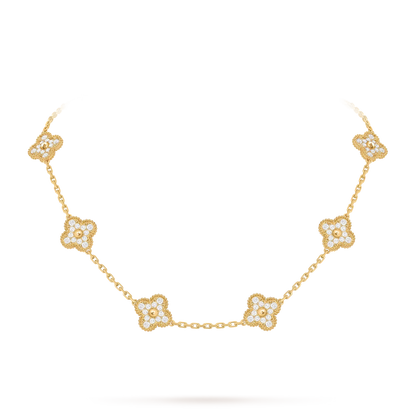 [Loran]CLASSIC LUCKY 10-MOTIF CLOVER NECKLACE GOLD COLLECTION