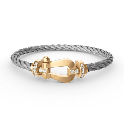 [Loran]FORCE LARGE HORSESHOE HALF DIAMOND BRACELET - GOLD