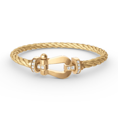 [Loran]FORCE LARGE HORSESHOE HALF DIAMOND BRACELET - GOLD