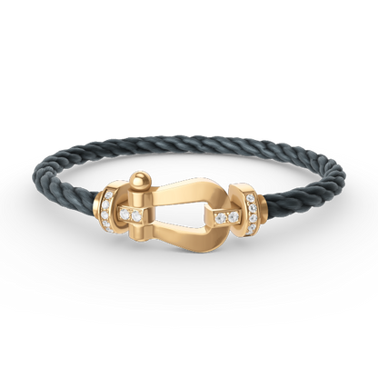 [Loran]FORCE LARGE HORSESHOE HALF DIAMOND BRACELET - GOLD
