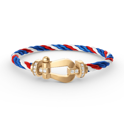 [Loran]FORCE LARGE HORSESHOE HALF DIAMOND BRACELET - GOLD