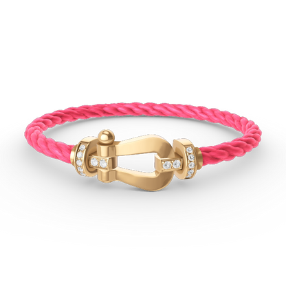[Loran]FORCE LARGE HORSESHOE HALF DIAMOND BRACELET - GOLD