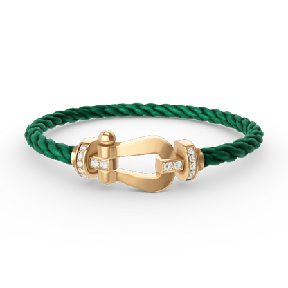 [Loran]FORCE LARGE HORSESHOE HALF DIAMOND BRACELET - GOLD