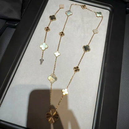 [Loran]DETACHABLE 15-MOTIF CLOVER STATEMENT SET - GREY MOTHER-OF-PEARL & LASER