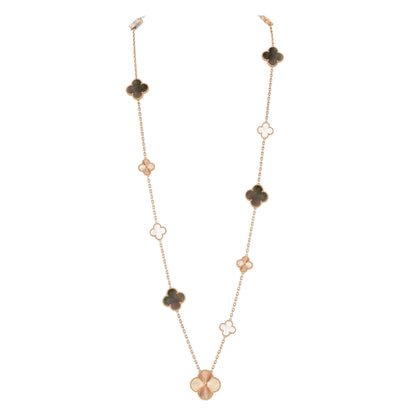 [Loran]DETACHABLE 15-MOTIF CLOVER STATEMENT SET - GREY MOTHER-OF-PEARL & LASER