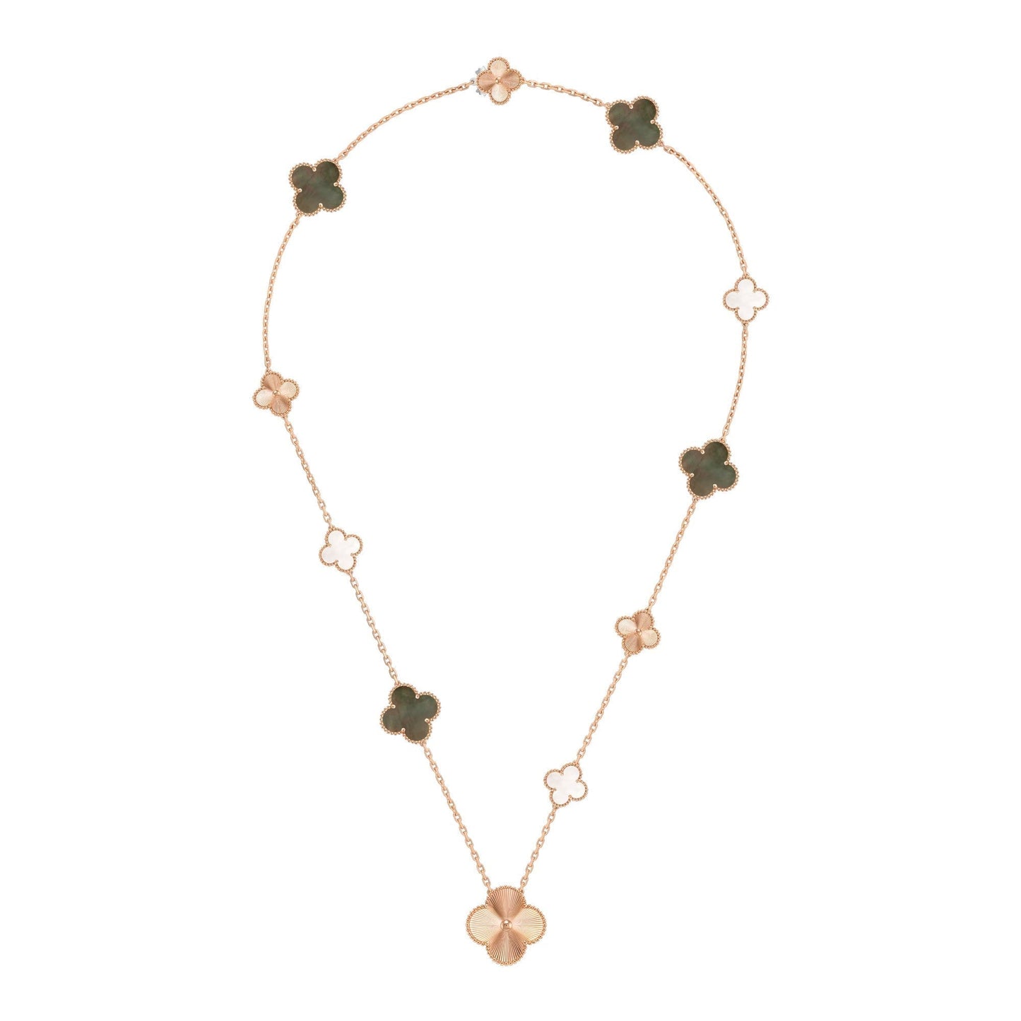 [Loran]DETACHABLE 15-MOTIF CLOVER STATEMENT SET - GREY MOTHER-OF-PEARL & LASER