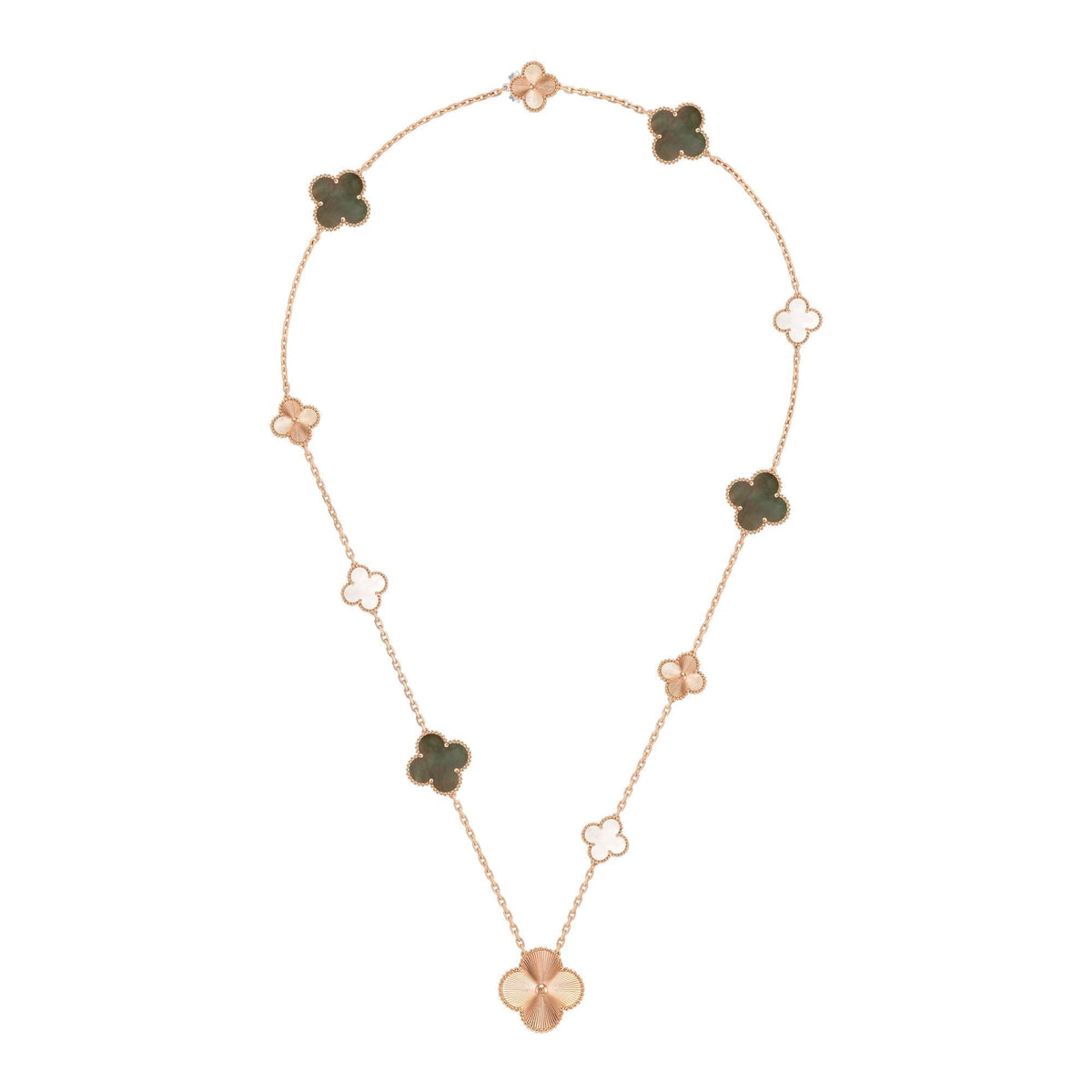[Loran]DETACHABLE 15-MOTIF CLOVER STATEMENT SET - GREY MOTHER-OF-PEARL & LASER