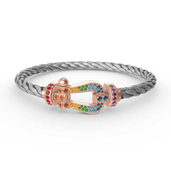 [Loran]FORCE LARGE HORSESHOE COLORED DIAMOND BRACELET - ROSE GOLD
