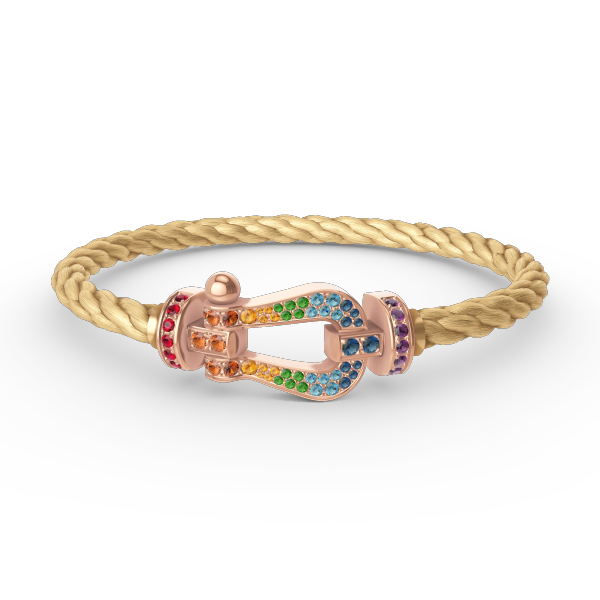 [Loran]FORCE LARGE HORSESHOE COLORED DIAMOND BRACELET - ROSE GOLD