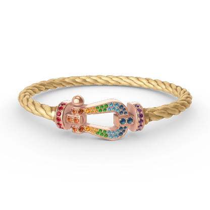 [Loran]FORCE LARGE HORSESHOE COLORED DIAMOND BRACELET - ROSE GOLD