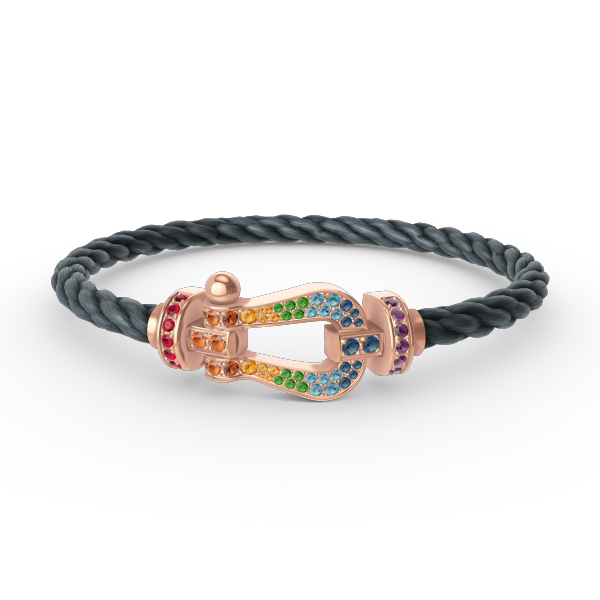 [Loran]FORCE LARGE HORSESHOE COLORED DIAMOND BRACELET - ROSE GOLD