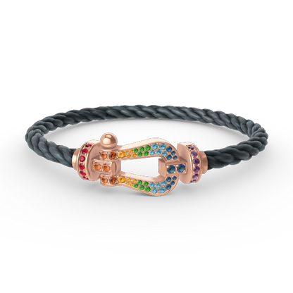 [Loran]FORCE LARGE HORSESHOE COLORED DIAMOND BRACELET - ROSE GOLD
