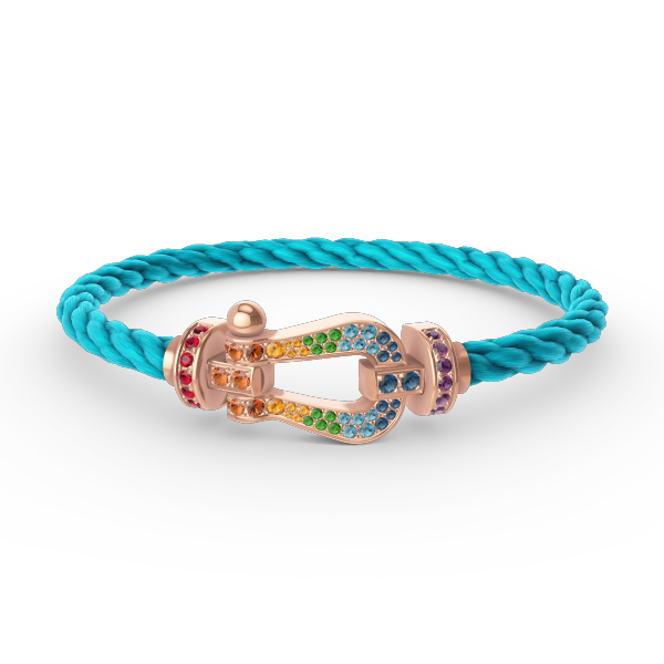 [Loran]FORCE LARGE HORSESHOE COLORED DIAMOND BRACELET - ROSE GOLD