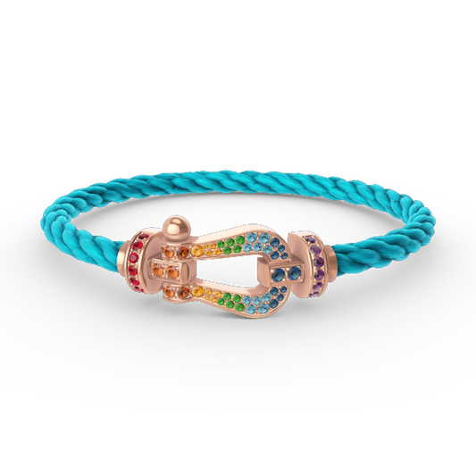 [Loran]FORCE LARGE HORSESHOE COLORED DIAMOND BRACELET - ROSE GOLD