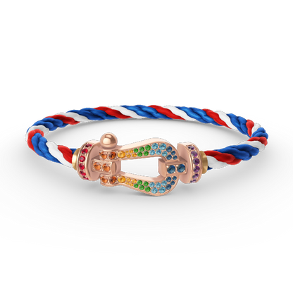 [Loran]FORCE LARGE HORSESHOE COLORED DIAMOND BRACELET - ROSE GOLD